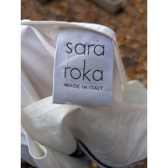 Sara Roka Split Sleeve Blue And W Dress Classic Size Small $985 - Picture 3 of 9